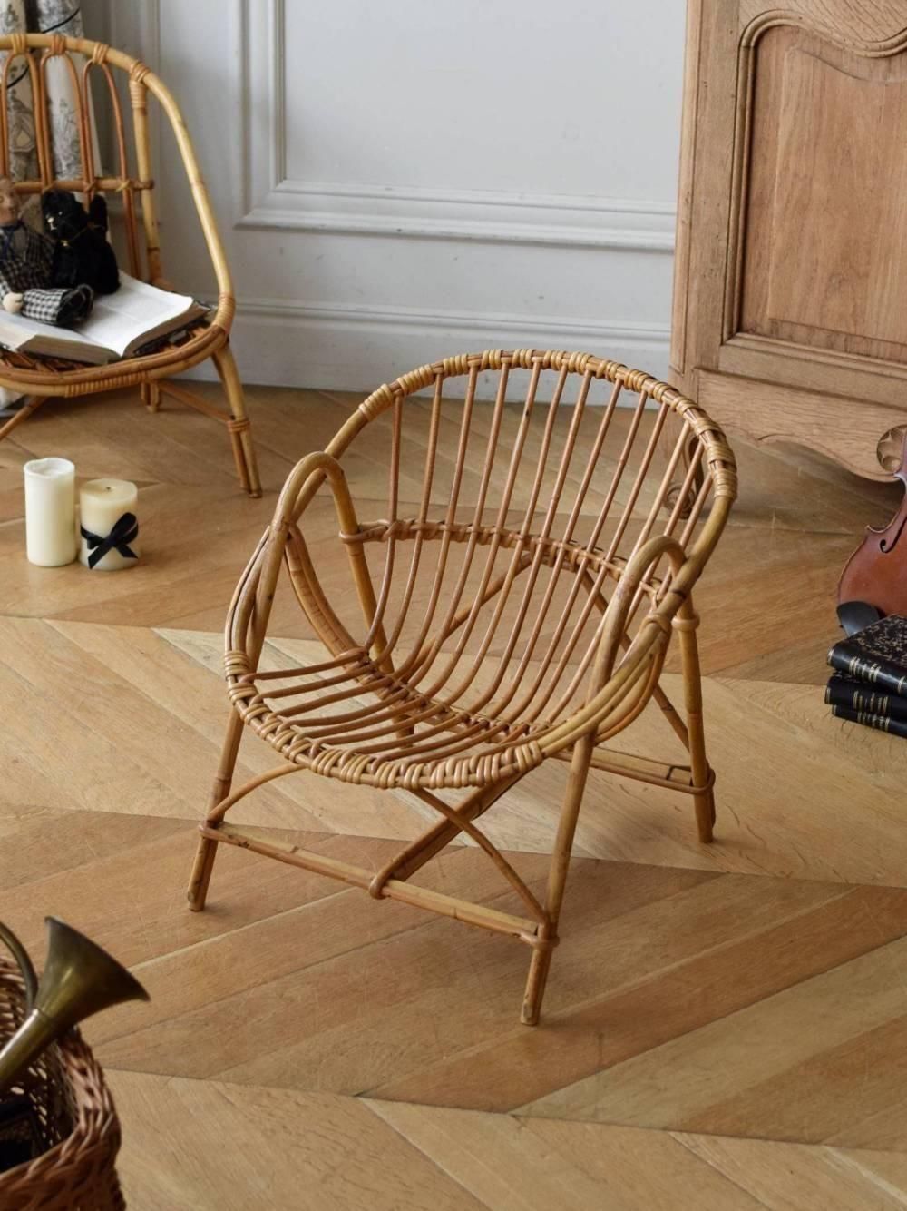 チャイルドバンブーチェア.A フランス ヴィンテージ ラタンチェア