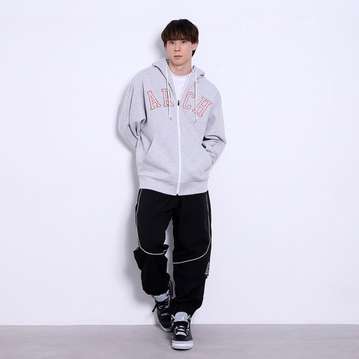 college logo sweat zip parka【gray】 - Arch ☆ アーチ