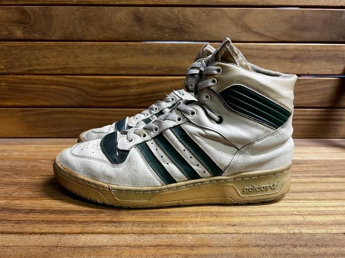 adidas,80s,MADE IN FRANCE,RIVARLY,Hi,GREEN,LEATHER,UK9.5,USED