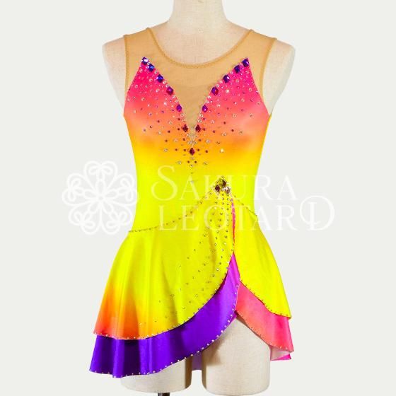 Sサイズ｜イエロー｜装飾付きダンス衣装 バトン衣装（ol-126）- バトン