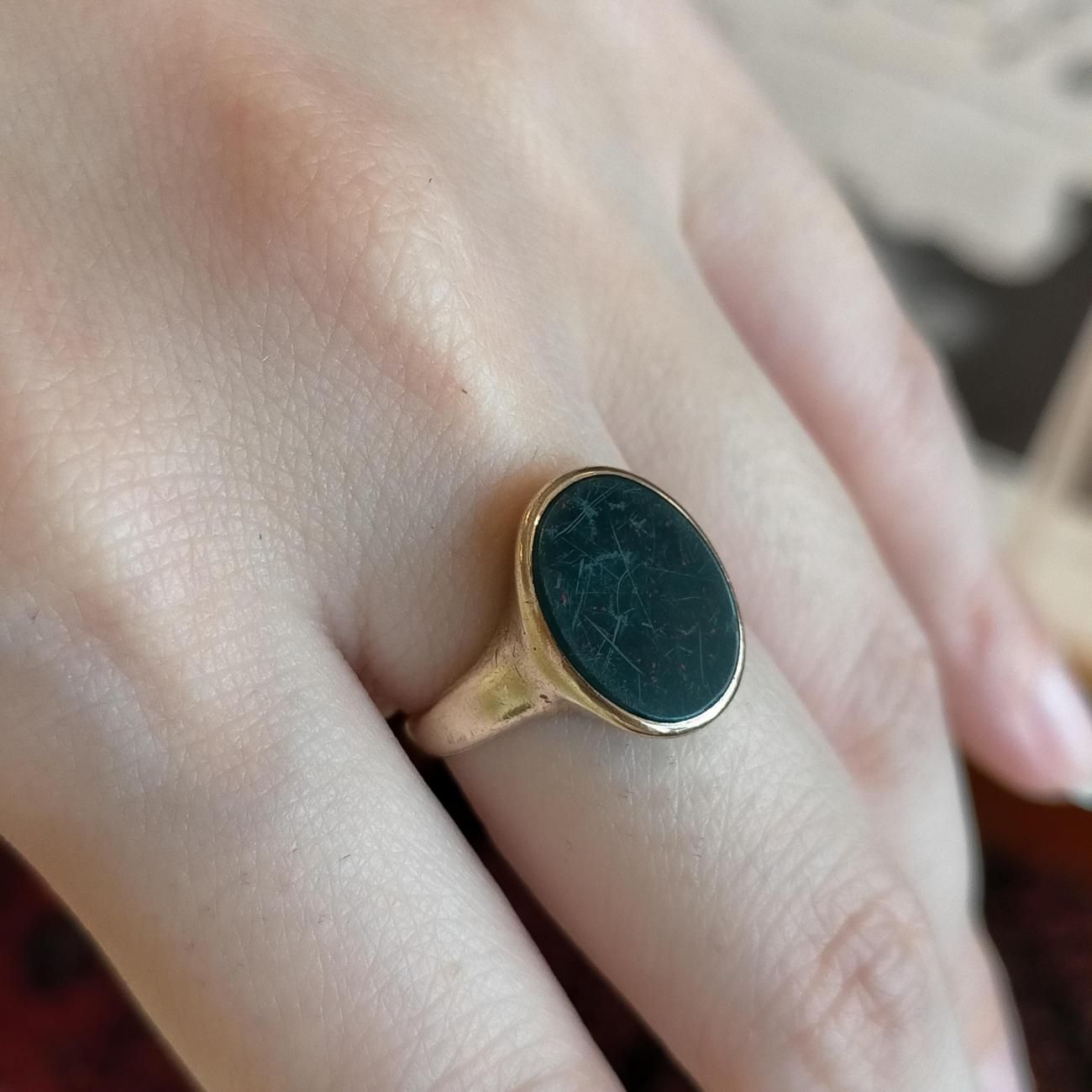 英国イギリス製1970-80年代ヴィンテージブラッドストーンオーバル