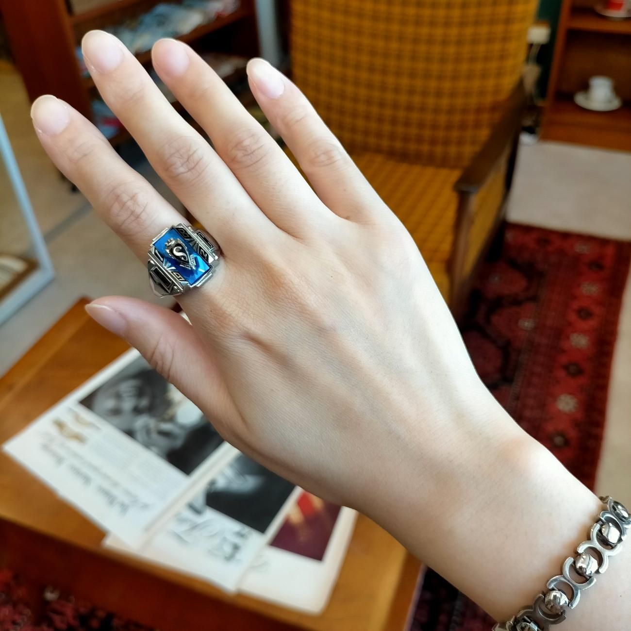 USA製1987年ヘリテイジメンズ合金製カレッジリング指輪【28号】【N