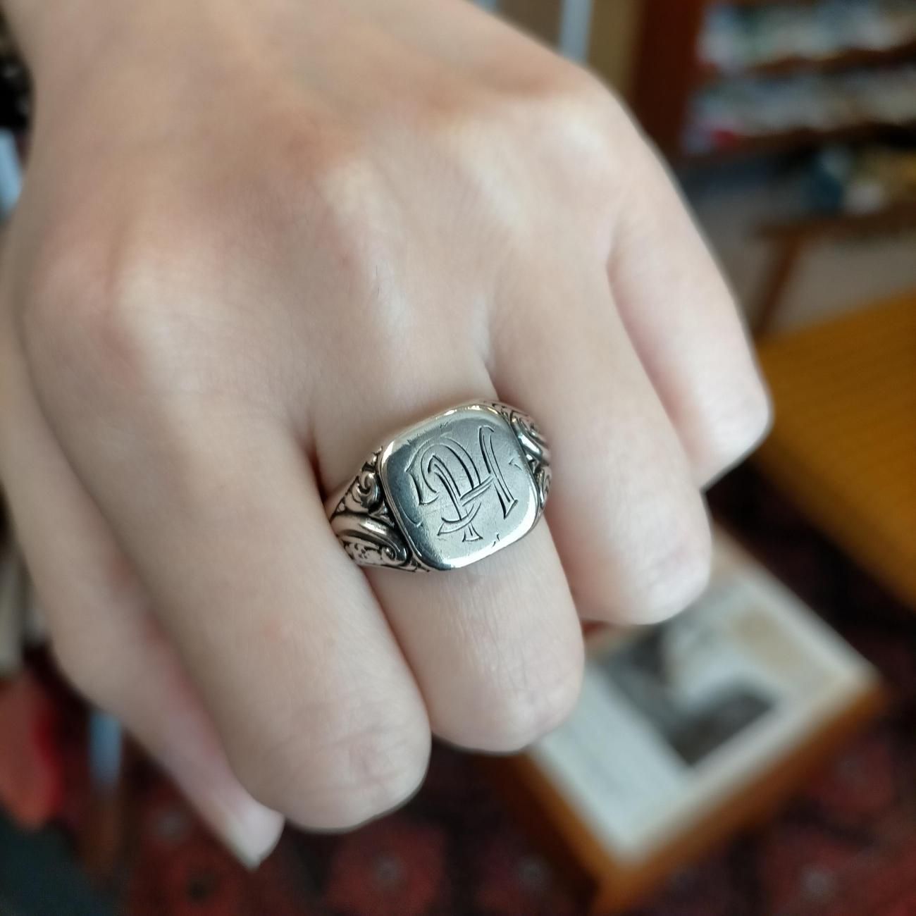 GERMANYドイツ製1930-50年代ヴィンテージシルバー835製イニシャルHG