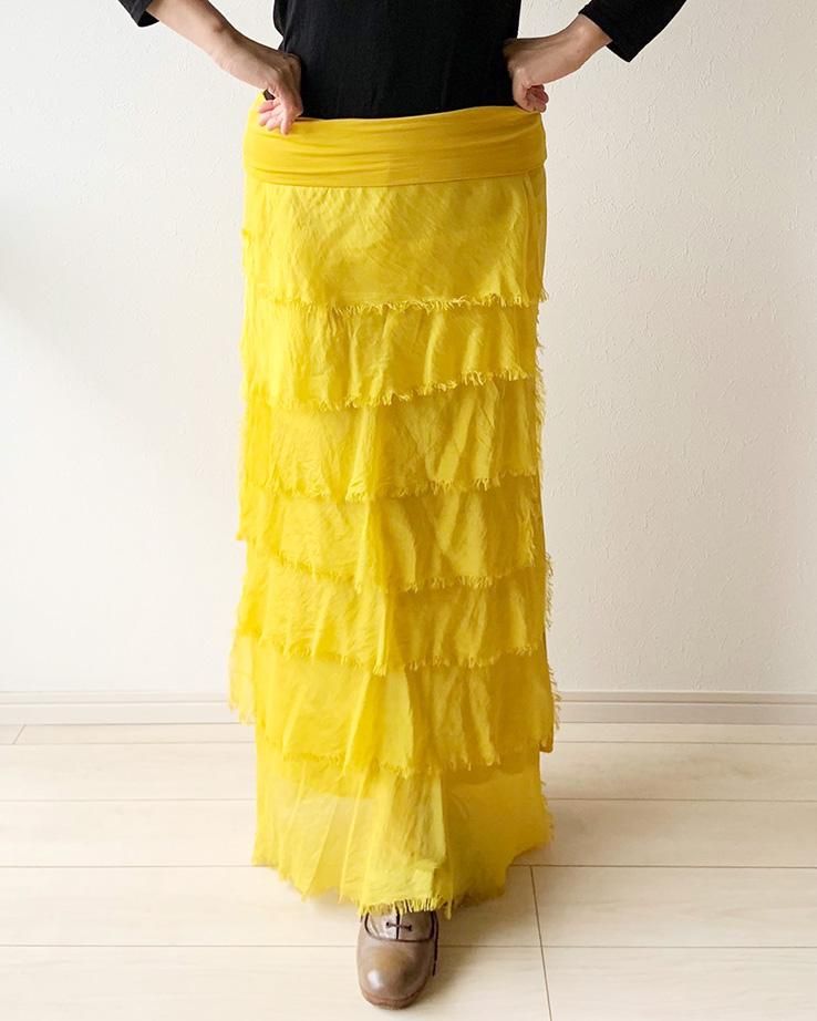 練習用ファルダParpadeo 黄 - フラメンコ衣装のマンサニージャ