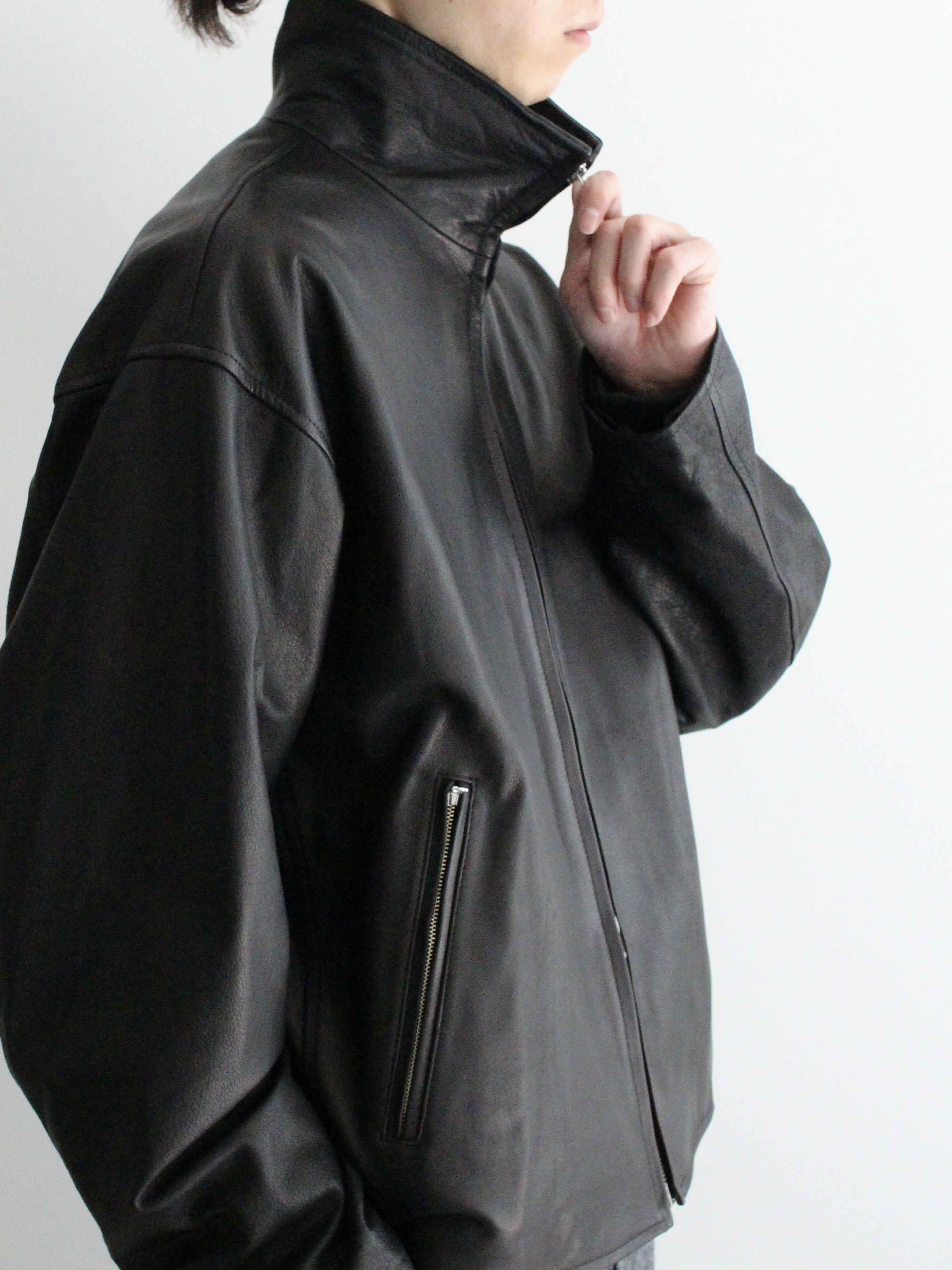 YOKO SAKAMOTO LEATHER RIDERS JACKET - BLACK - PURAS