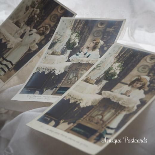 フランス 1900年初頭 アンティーク 3枚組 色彩写真 教会 マリア様