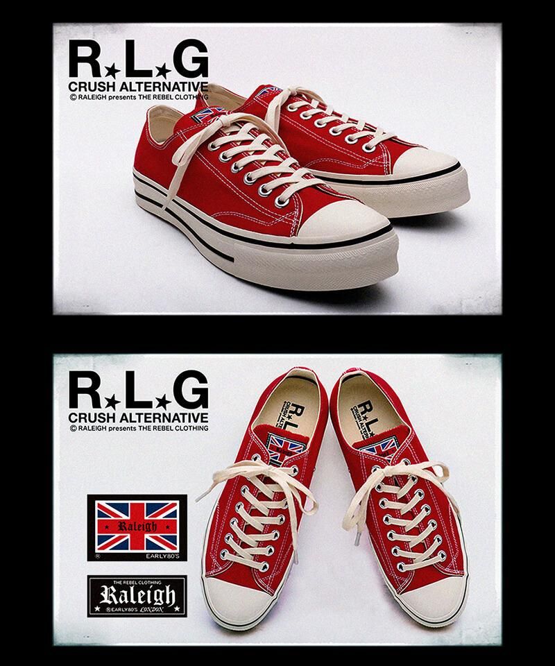 R.L.G CRUSH ALTERNATIVE” 原宿発ロンドン経由 Low-Cut SNEAKERS (RED