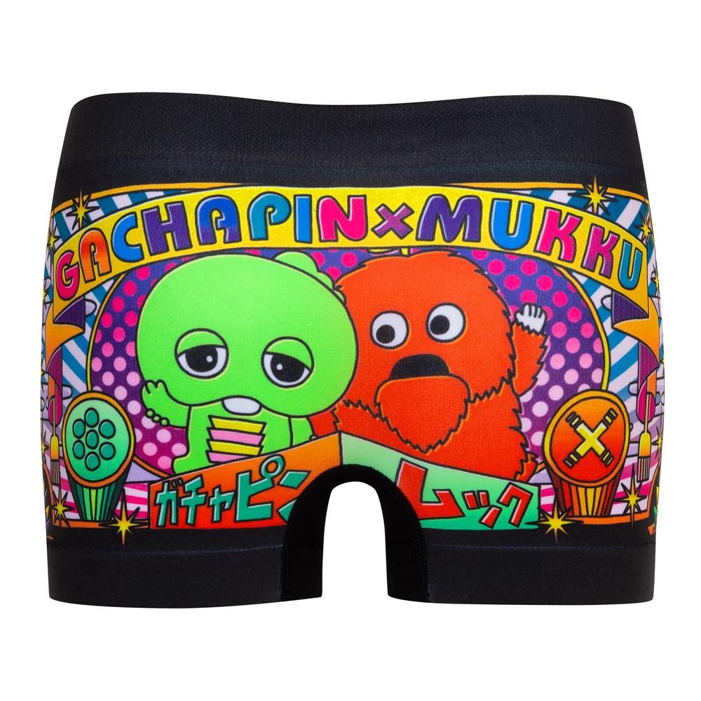 KIDS】ガチャピン・ムック BLACK (3423) ©ガチャムク - ボクサーパンツ
