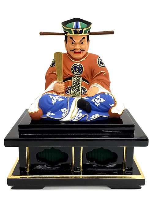 閻魔大王 濃彩切金 総高15cm