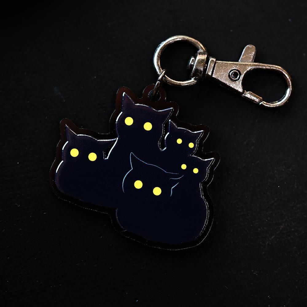 銀鉤舎アクリルキーホルダー「夜の黒猫」 - 海福雑貨通販部