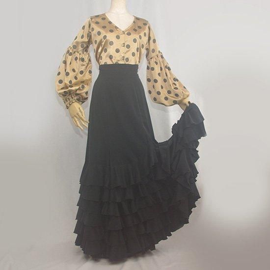 ハイウエストファルダ 6段フリル ブラック - オリジナル フラメンコ