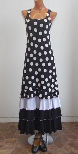 Oバックワンピース BK×WHコンビ - オリジナル フラメンコ衣装「12DOCE