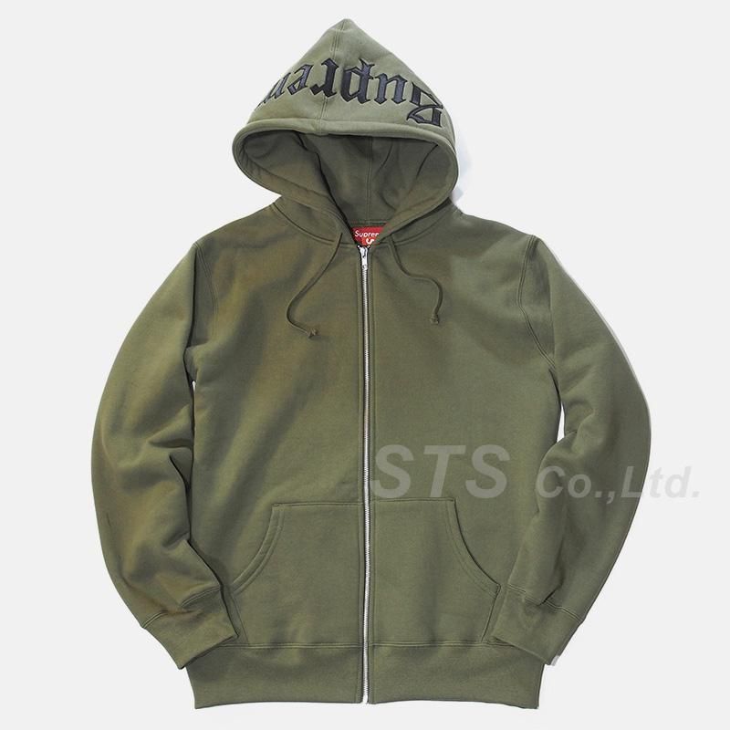 Supreme - Old English Hood Logo Zip Up Sweat - ParkSIDER