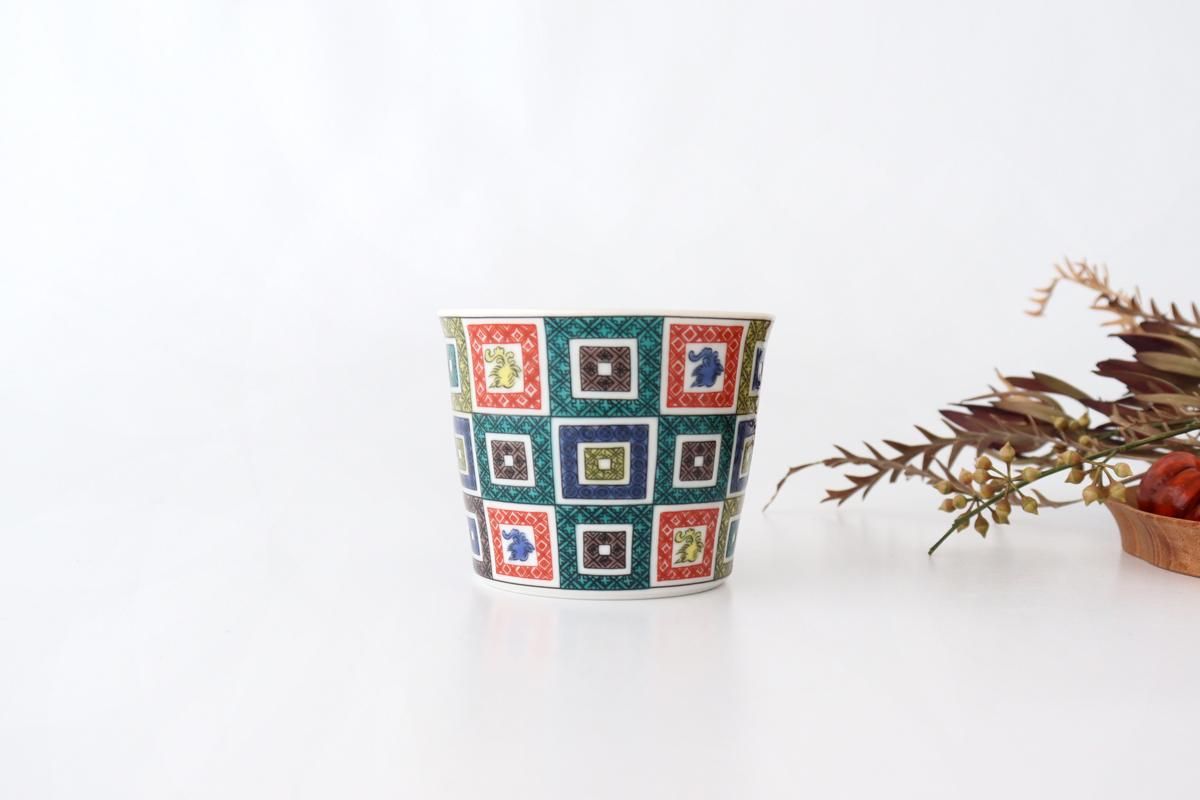 蕎麦猪口｜古九谷色絵石畳文｜磁器｜青郊窯｜九谷焼｜和食器通販｜うち