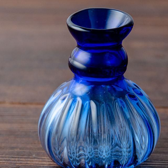 カンナカガラス工房 村松学 ミニ花瓶 12 青｜吹きガラス 広島 通販