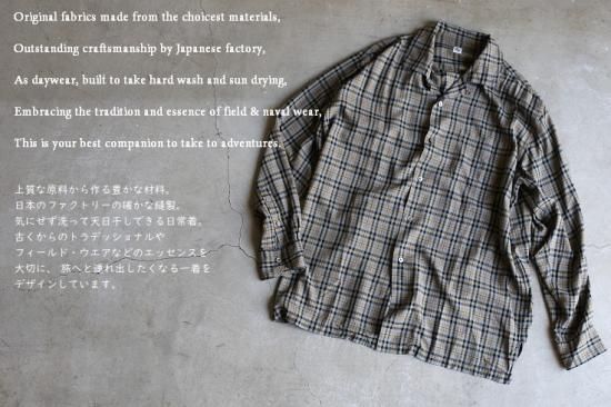 Kaptain Sunshine】Open Collar L/S Shirt KHSAKI PLAID オープン