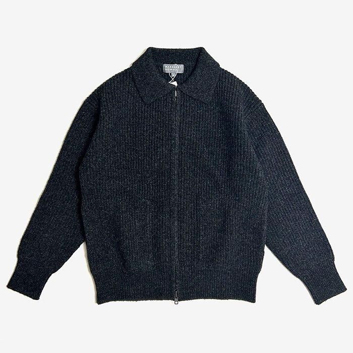 MARGARET HOWELL | MEN | SHETLAND CASHMERE | CHARCOAL- Stripe-inc