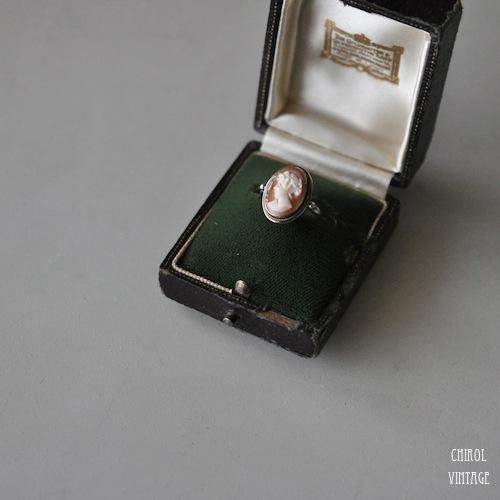 ヴィンテージ カメオ シルバー デザイン リング サイン入り