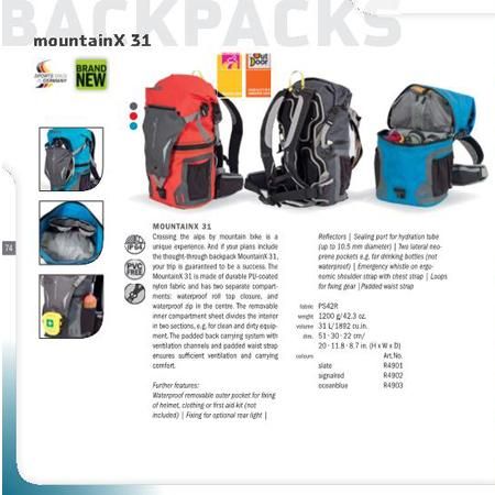 マウンテンⅩ31(mountainX31）オーシャンブルー バックパックバッグ