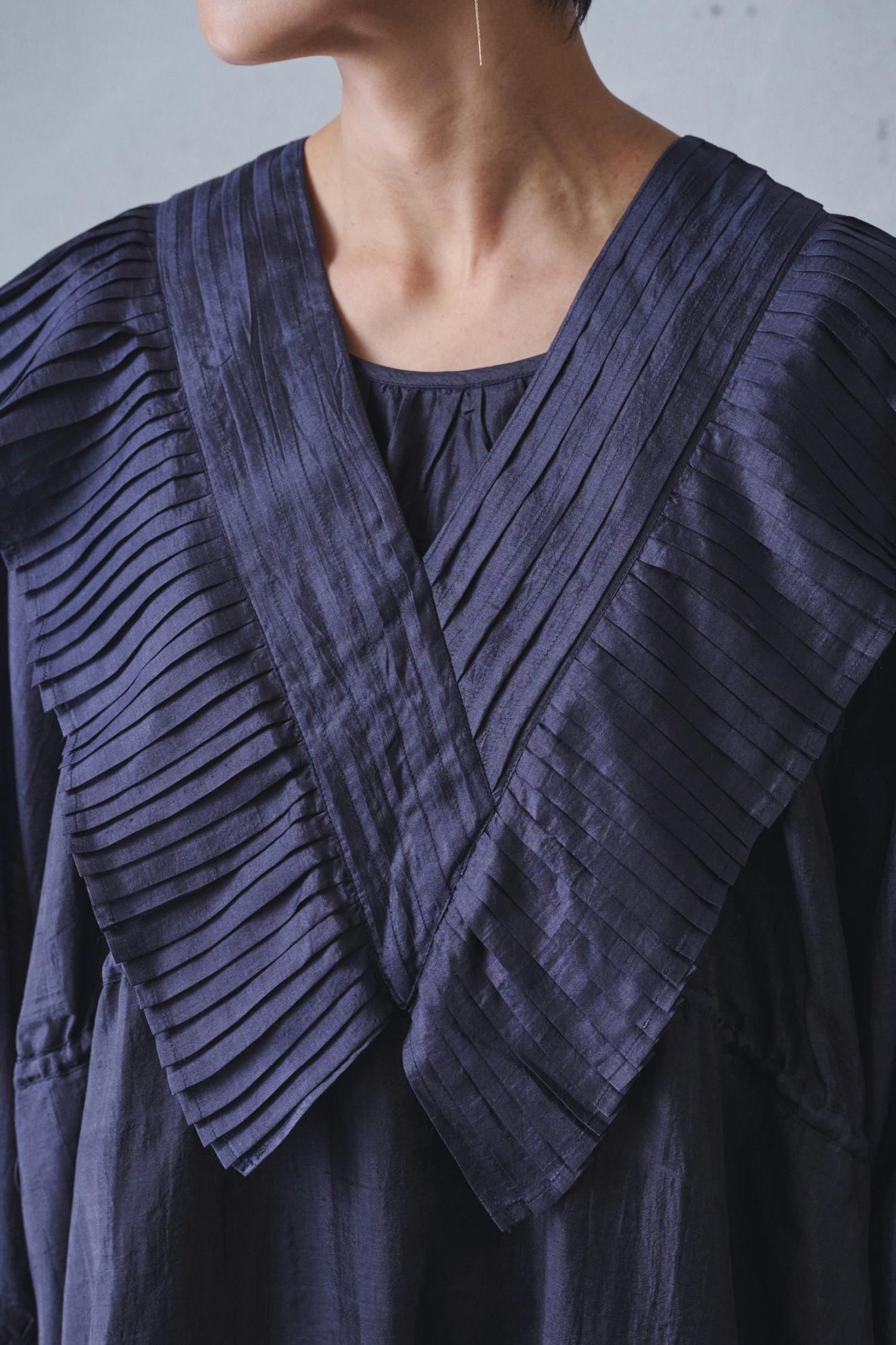 BUNON Khadi silk Tuck raffle collar（3color） - poooL (online shop)