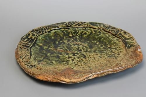 佐藤和次 「 織部九寸五分皿 」No1 食器 - レトロ ＆アート空間 「 古