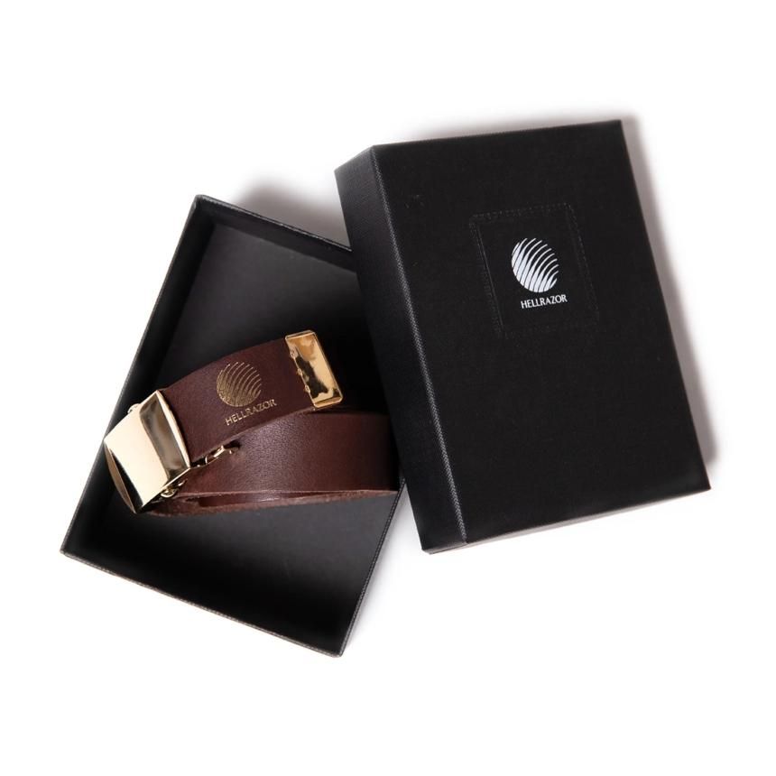 HELLRAZOR LOGO LEATHER BELT with BOX / BROWN(ヘルレイザー ベルト
