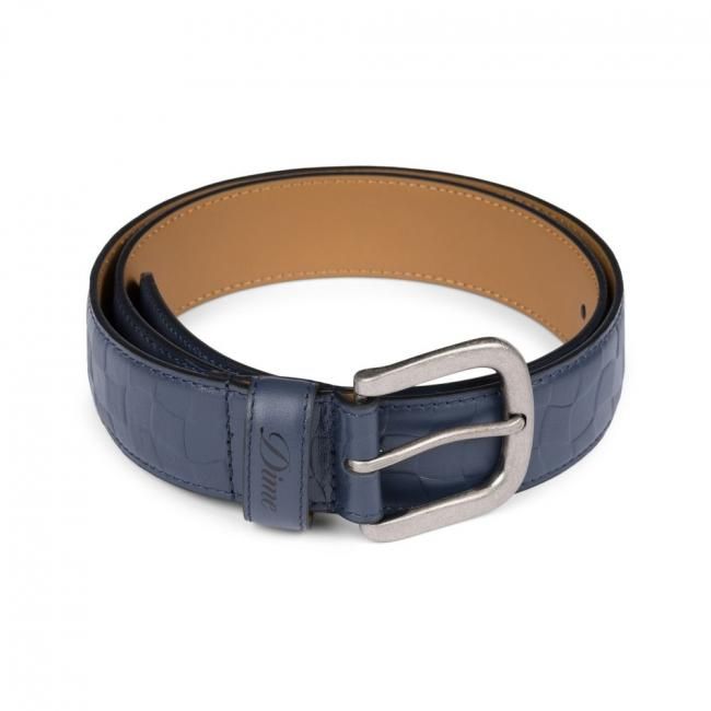 Dime Checkered Leather Belt / Navy (ダイム ベルト) - HORRIBLE'S