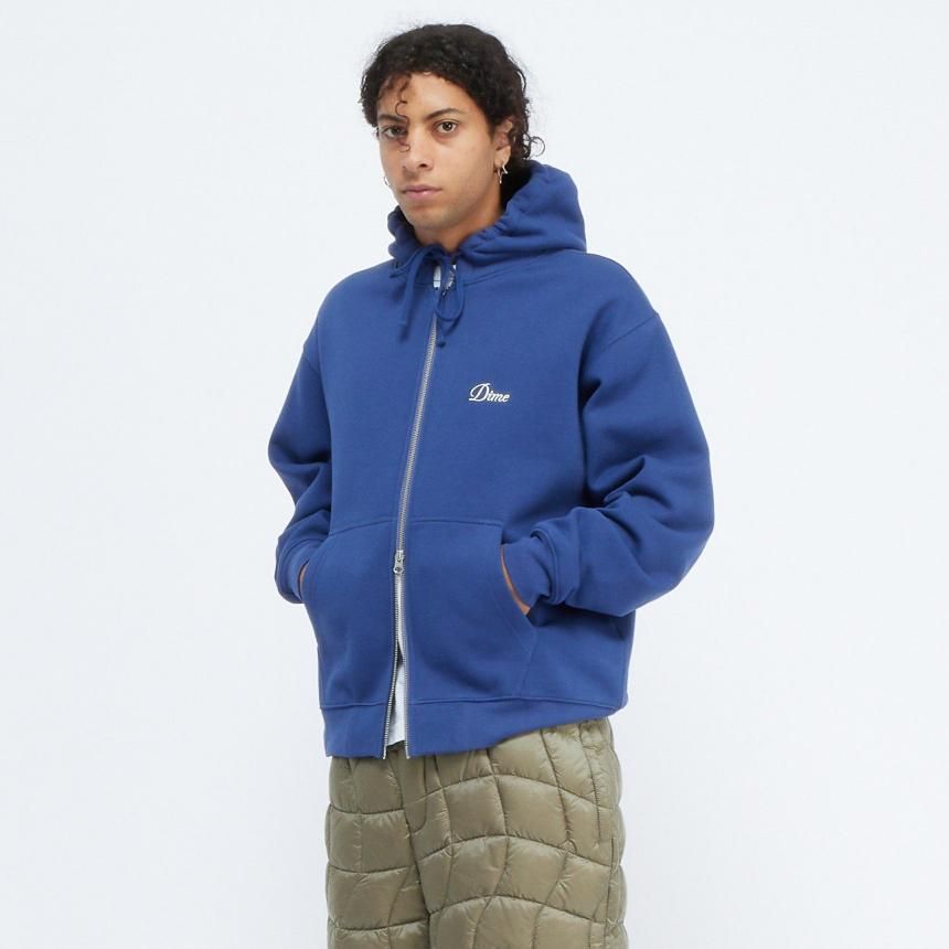 Dime Cursive Zip Hoodie / Night Blue (ダイム ジップパーカー