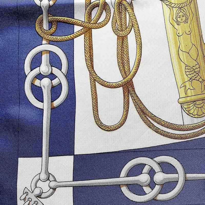 エルメススカーフ Hermes カレ90 Cliquetis シルクスカーフ ネイビー