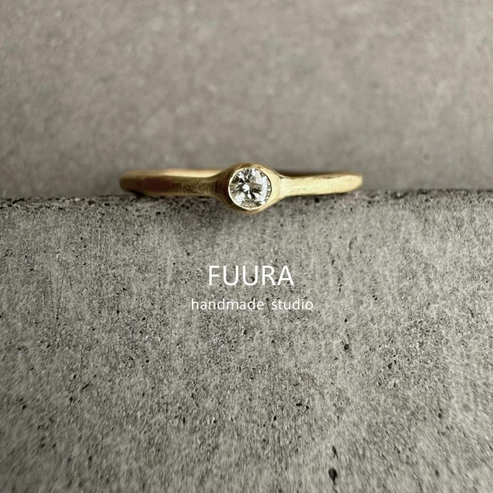 K10】 diamond hammered mat ring / K10 ダイヤモンド 槌目マット