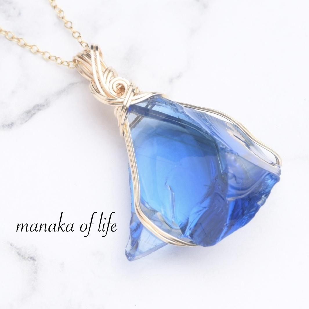 アクアマリン 原石 ピアス ワイヤーラッピング 鉱物 ピアス 14kgf