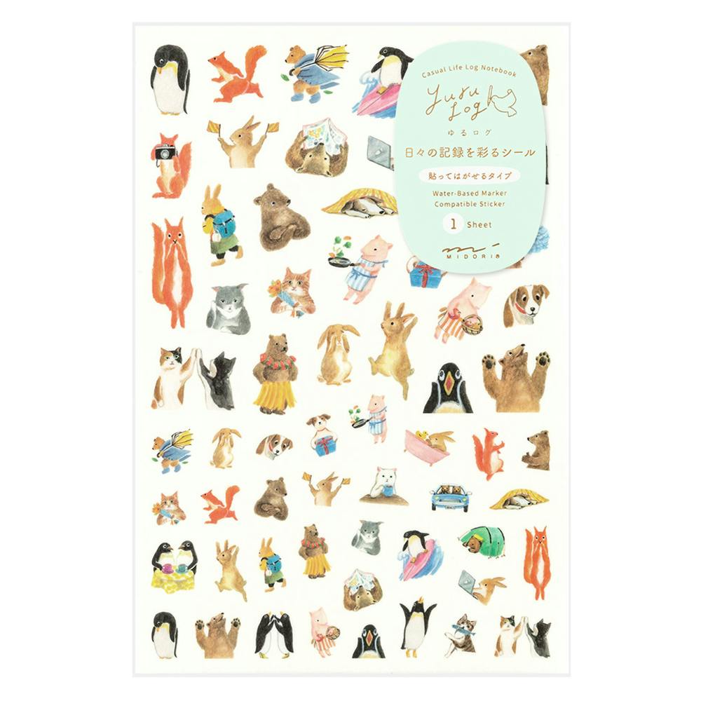 デザインフィル ゆるログシール 動物柄 1枚入り | 文房具・事務用品