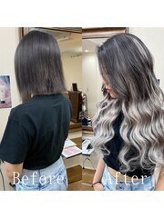 ホワイトシルバー#シールエクステ#バレイヤージュ#韓国#宇都宮