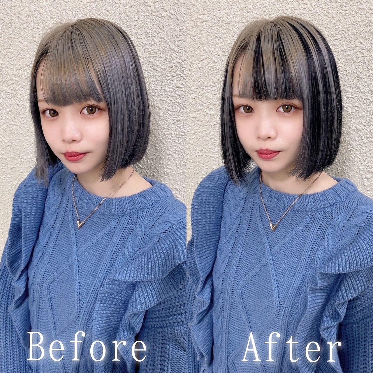 シルバーアッシュブラック#シールエクステ#ツートンカラー#渋谷