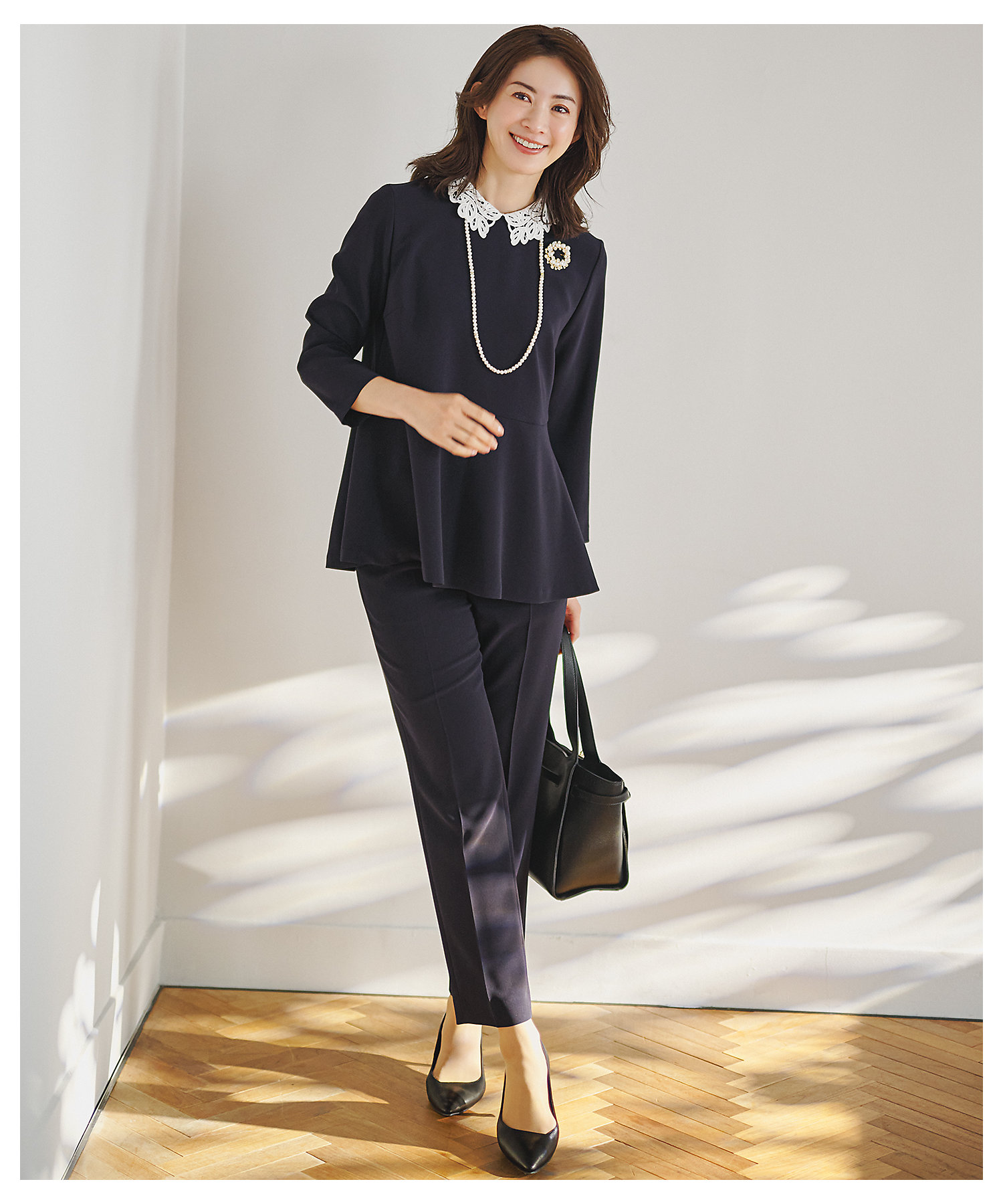 セットアップ対応／VERY掲載】トリアセダブルジョーゼット パンツ