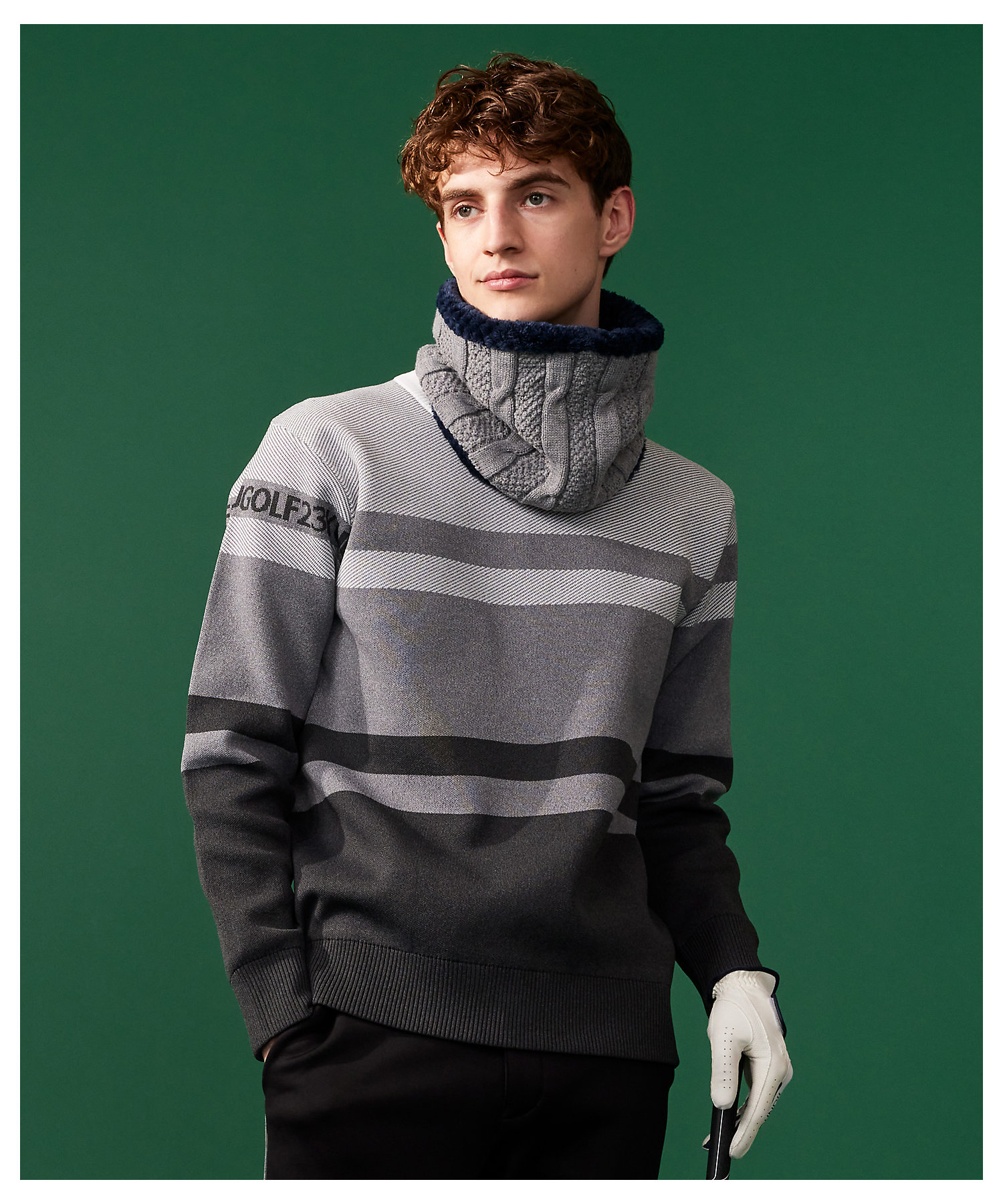 MEN】【洗える】カラーブロック 裏付き ニット