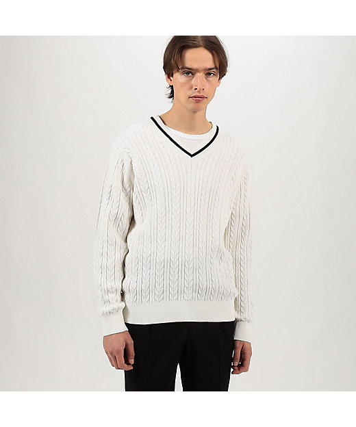 コットンケーブル Vネックニット | TOMORROWLAND (Men