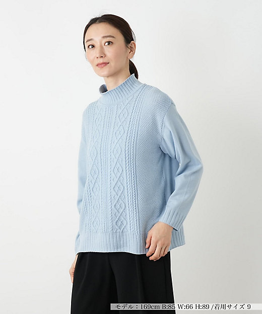カシミヤケーブル編みハイネックニット | Leilian (Women)/レリアン
