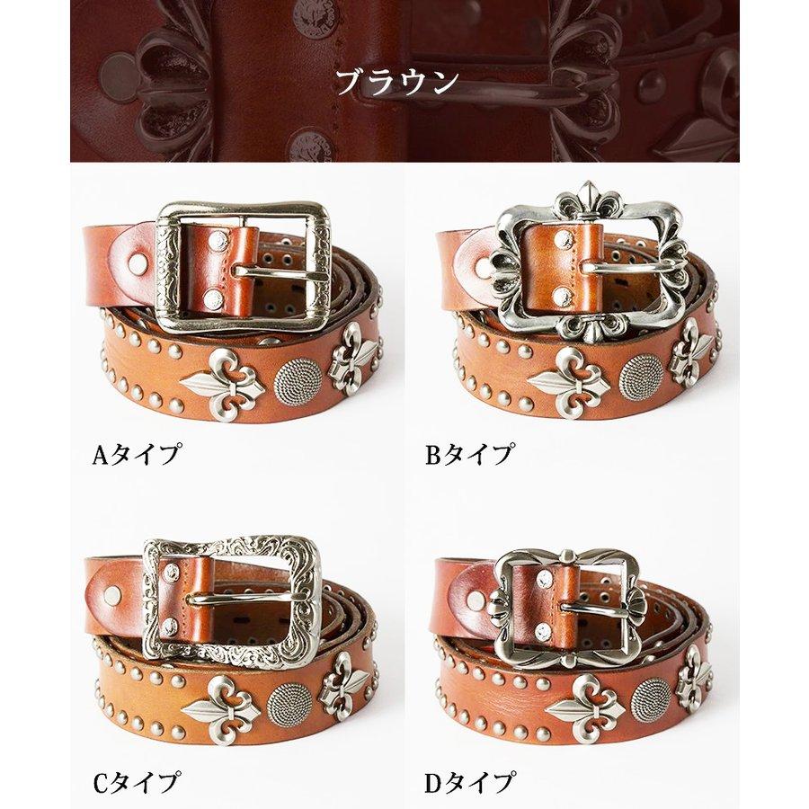 選べる16パターン ベルト メンズ 本革 リリィスタッズ オイルレザー