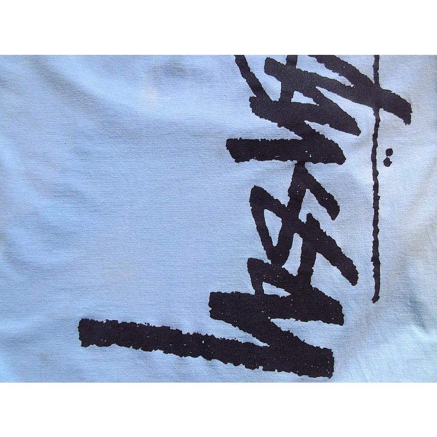 ビンテージ80's○STUSSY黒タグストックプリントTシャツ水色○240920k4