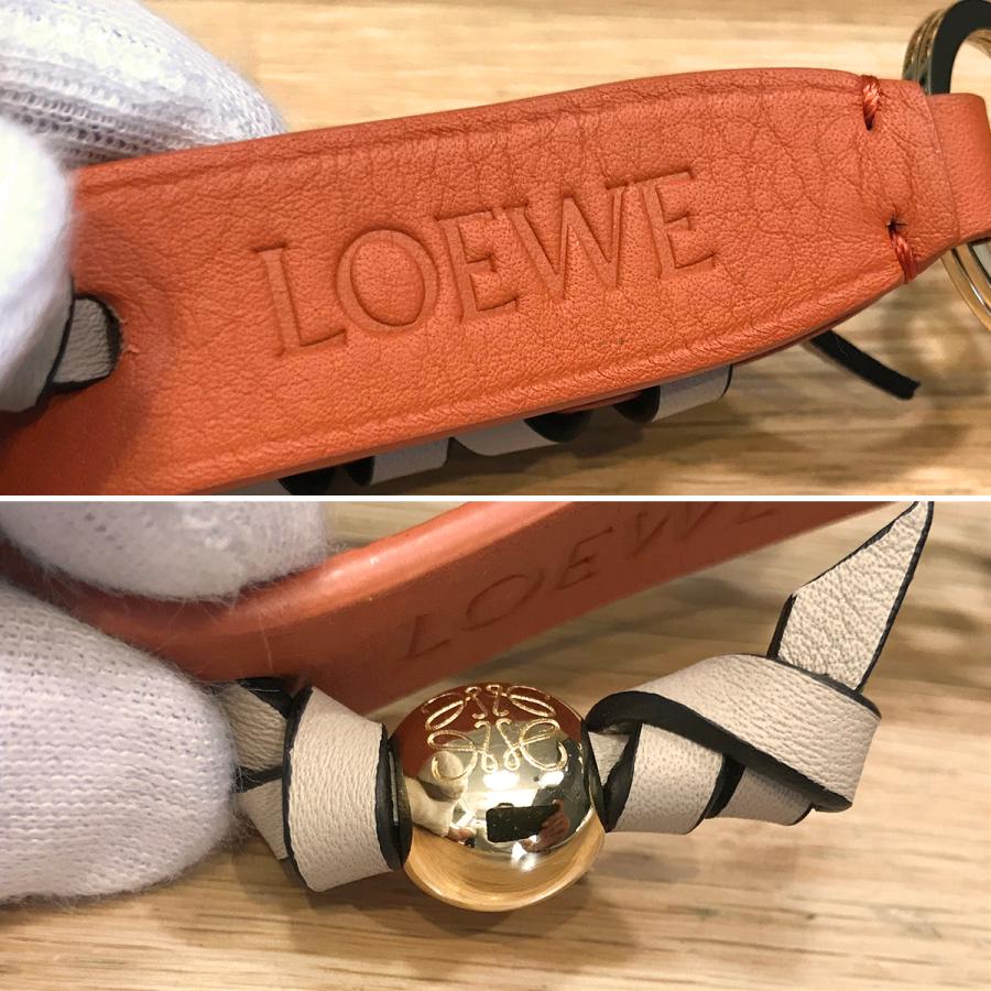 現行 ロエベ クロスプレイデッド レザー キーホルダー キーリング 現行