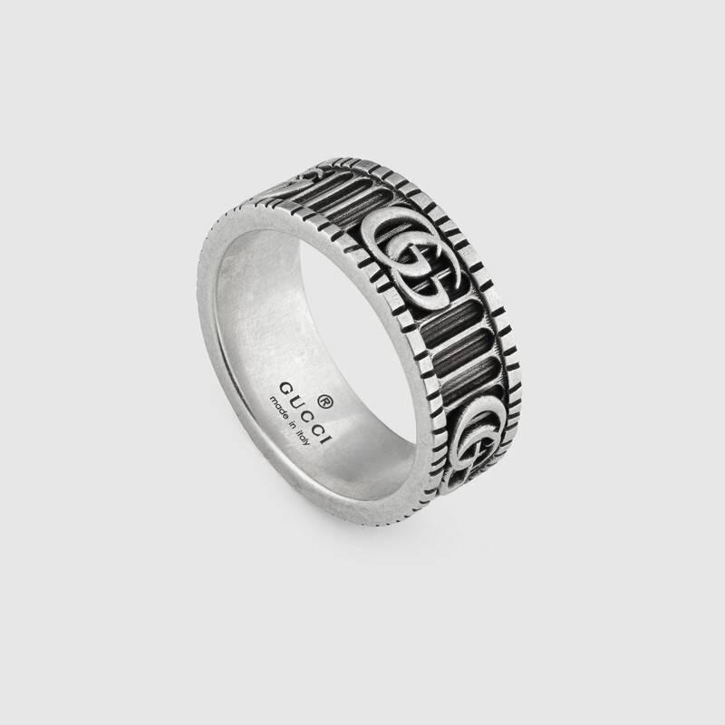 GUCCI グッチ ダブルG シルバー リング ストライプ YBC551899001