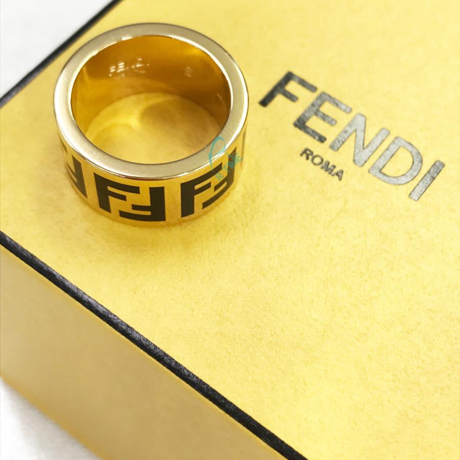 FENDI（フェンディ） フォーエバー リング ブラック ロゴ ゴールド 黒
