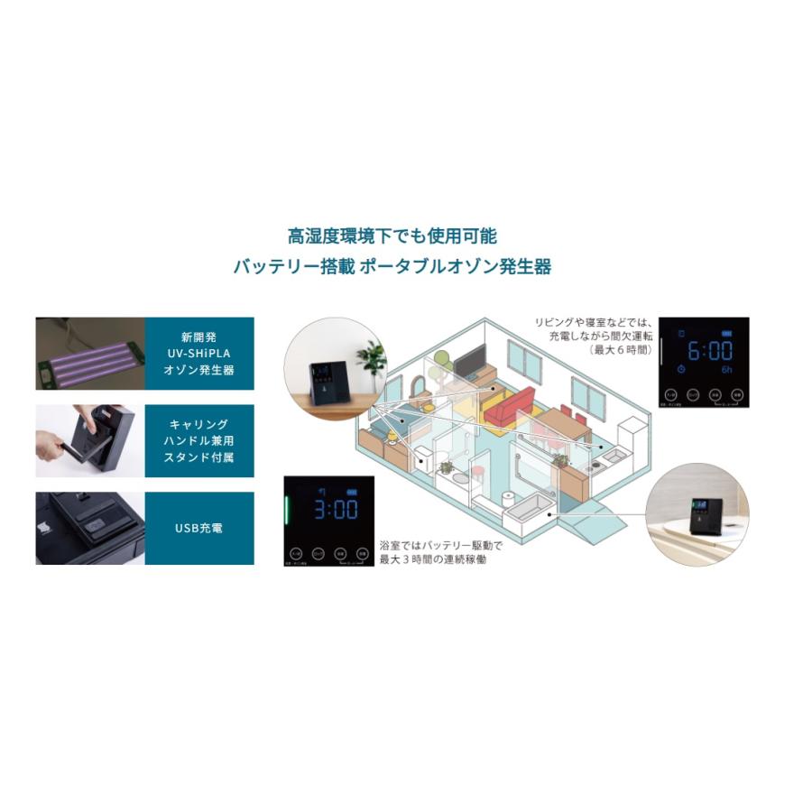防水・コードレス型オゾン除菌脱臭器 バスピースO3 TM-10MAC 北海道