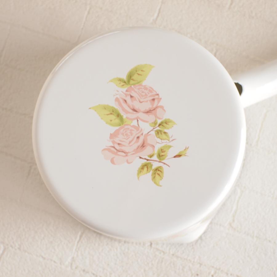 イマン ダイアナローズ 両口片手鍋 ホーロー ミルクパン アンティーク