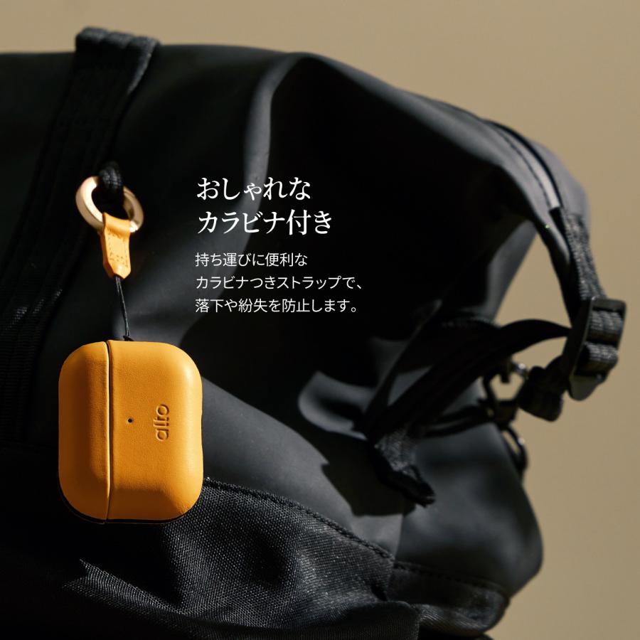 AirPods Pro3 ケース 本 革 耐衝撃 カラビナ ストラップ 付 レザー