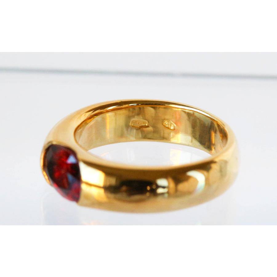 K18 イエローゴールド ガーネット リング 14号 1月誕生石 イタリア製
