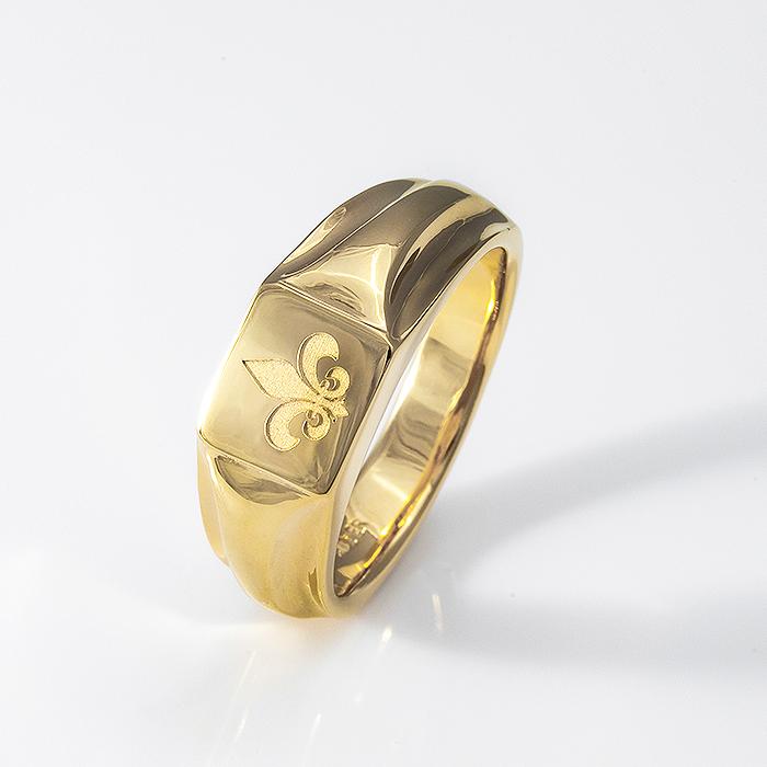 18金 メンズ リングイエローゴールド k18 指輪 男 ゴールドリング 裏