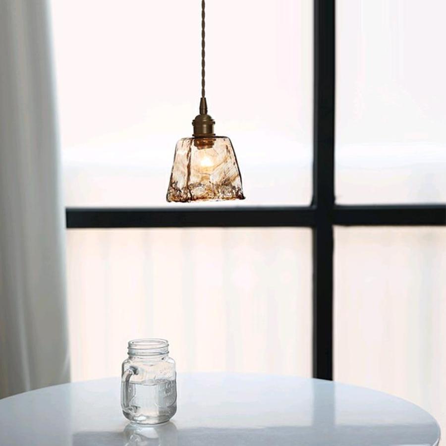 ペンダントライト 琥珀色 ガラス レトロ 天井照明 北欧 アンティーク