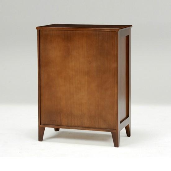 花柄飾りガラス レトロ 木製キャビネット 幅60cm 完成品 無垢 TV台